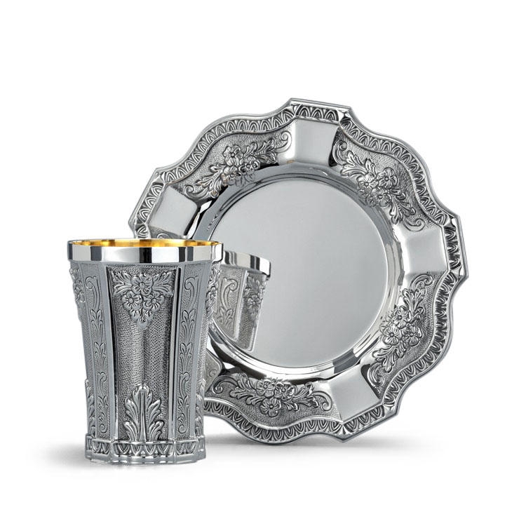 Hazorfim 925 Sterling Silver Kiddush Cup Set - Luxury Cobalt - 1
