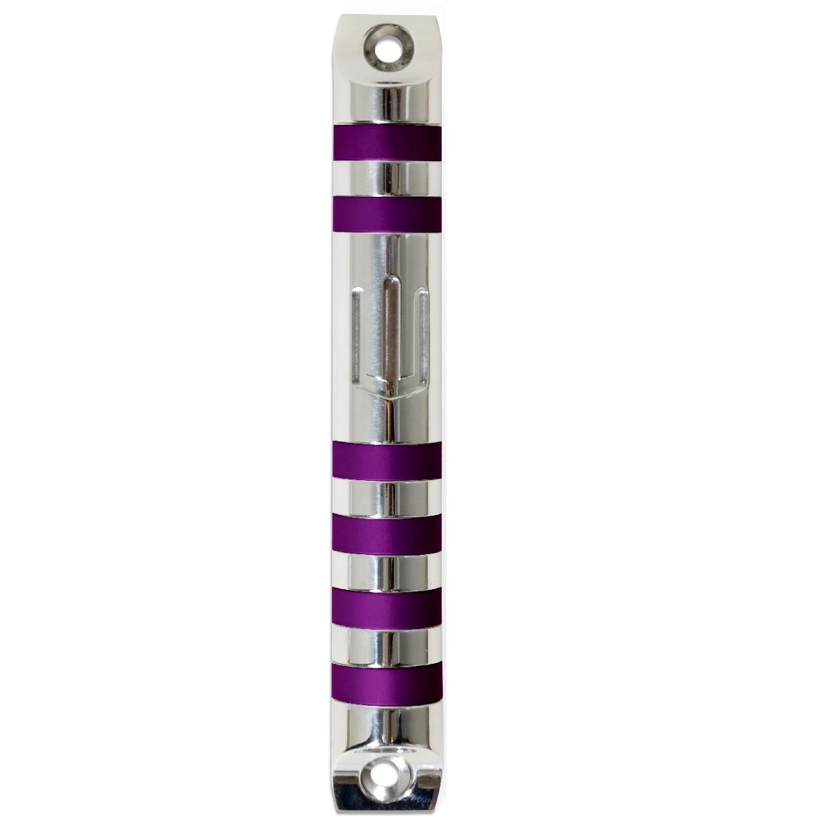 Nadav Art Anodized Aluminum Round Mezuzah Case with Colored Stripes (Choice of Colors) - 7