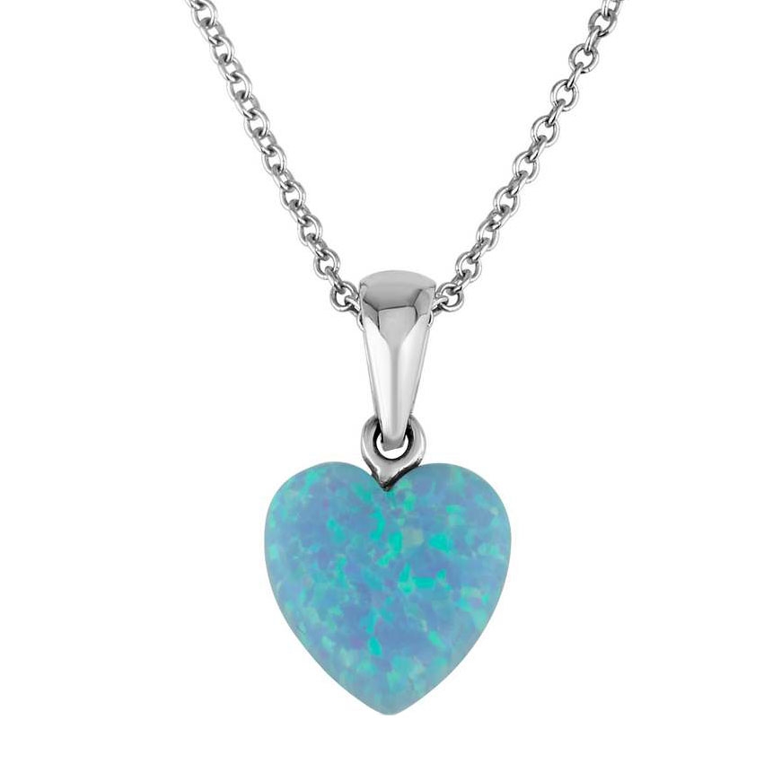 Marina Jewelry Heart Opal and 925 Sterling Silver Necklace  - 1