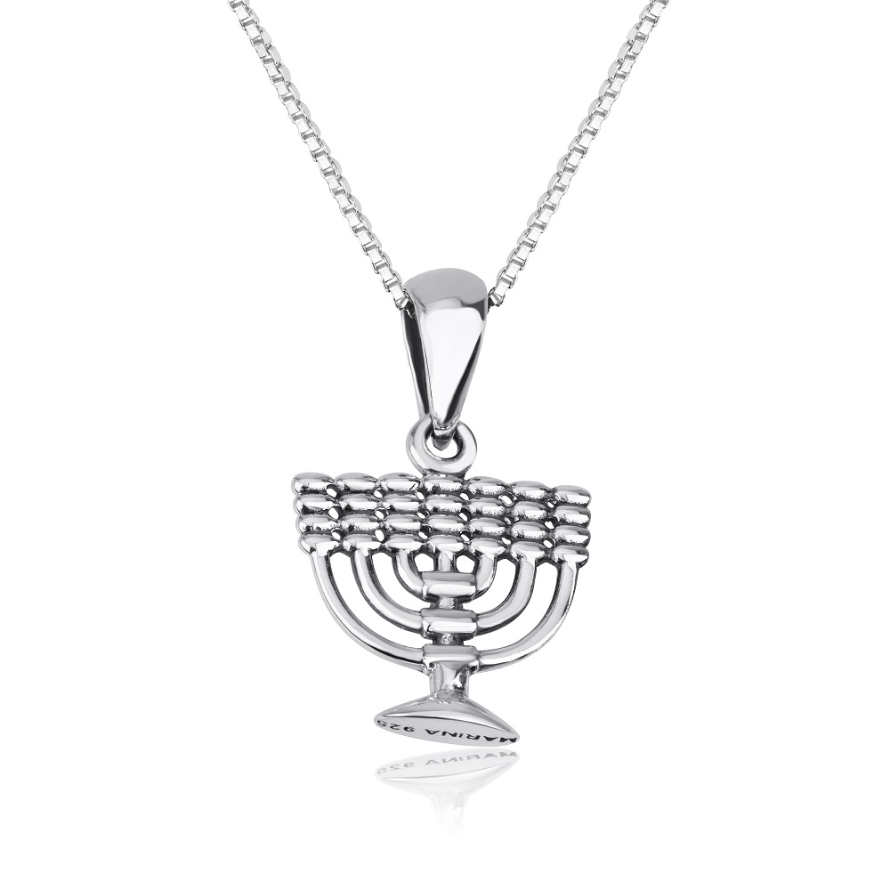 Marina Jewelry Silver Menorah Necklace - 1