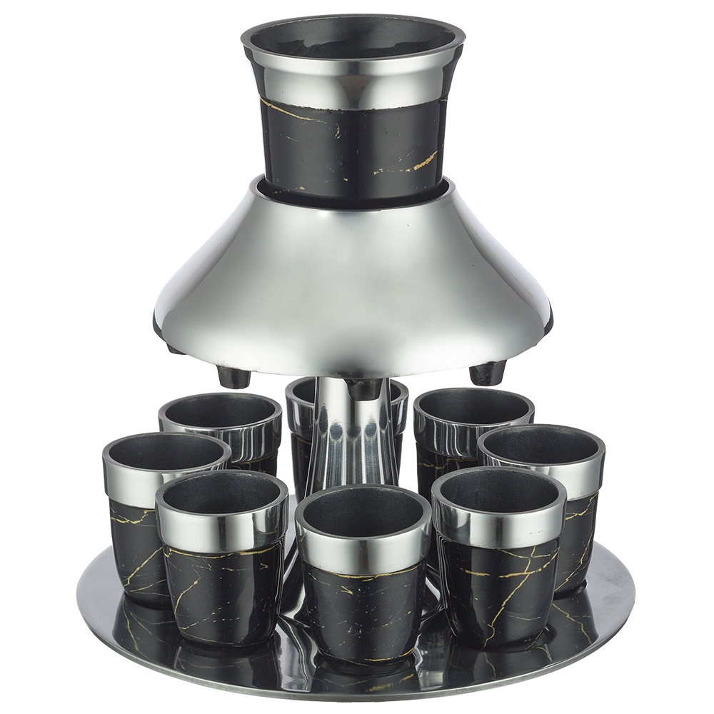 Aluminum Wine Fountain with 8 Small Cups - Gray - 1
