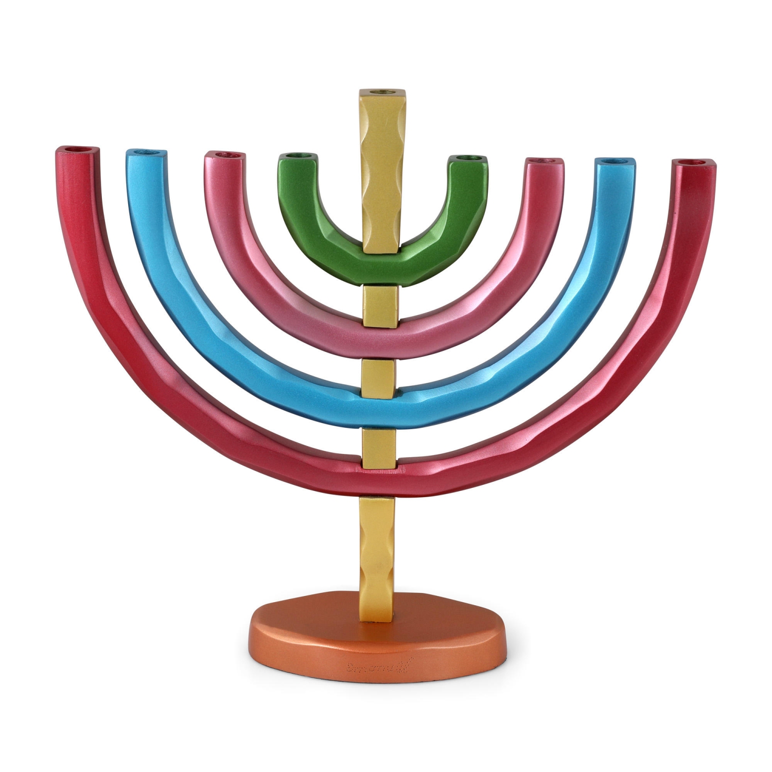 Yair Emanuel Classic Anodized Aluminum Hanukkah Menorah - Rainbow - 1