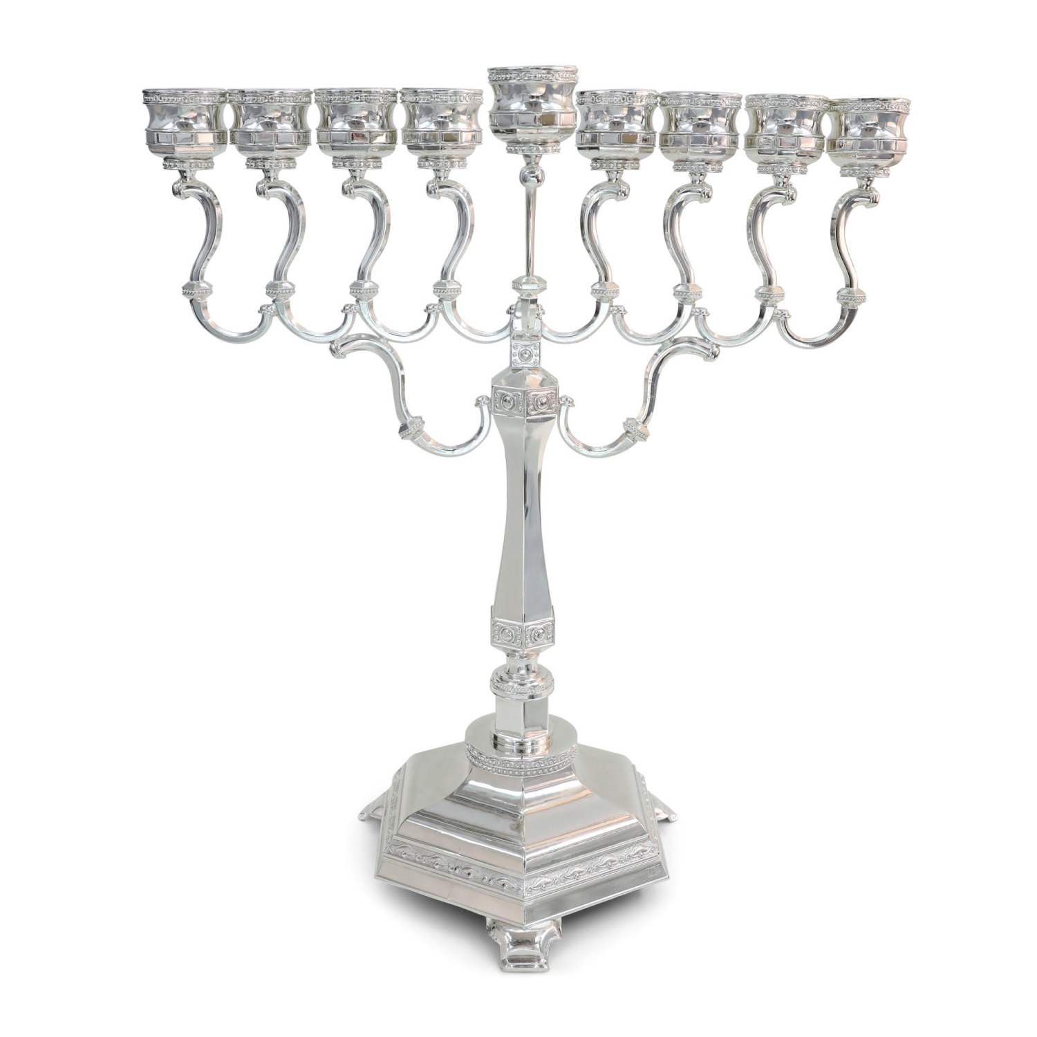 Giant Silver Plated Hanukkah Menorah - 1
