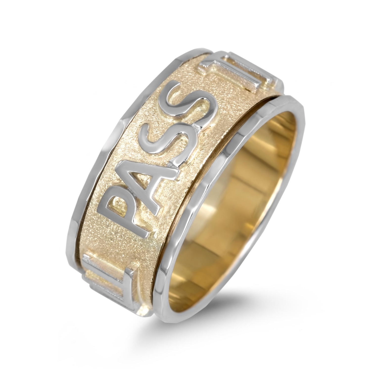 14K Gold "This Too Shall Pass" Spinning Ring - 1