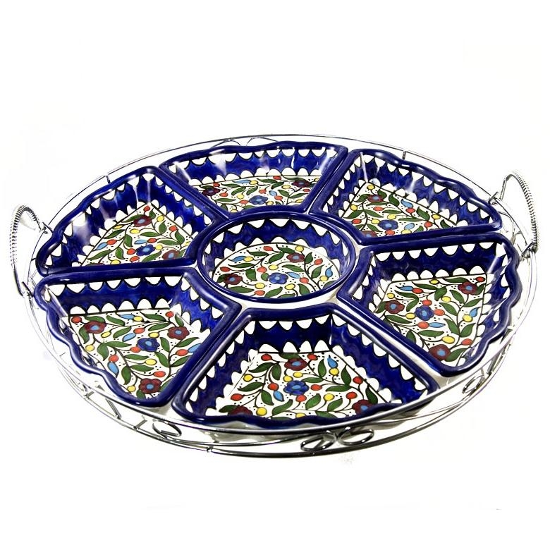  8-Piece Service Tray Set - Flowers. Armenian Ceramic - 1