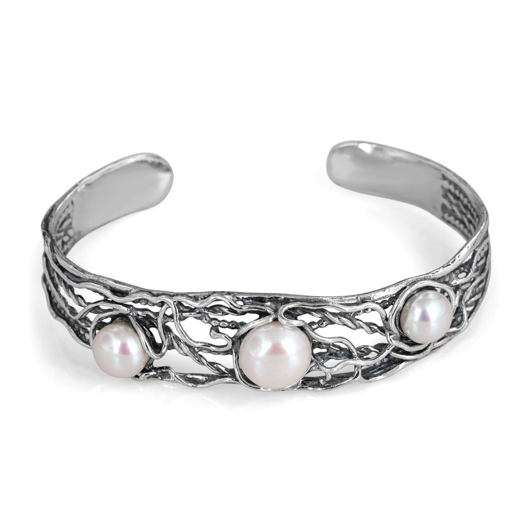 925 Sterling Silver Freshwater Pearls Bracelet - 1