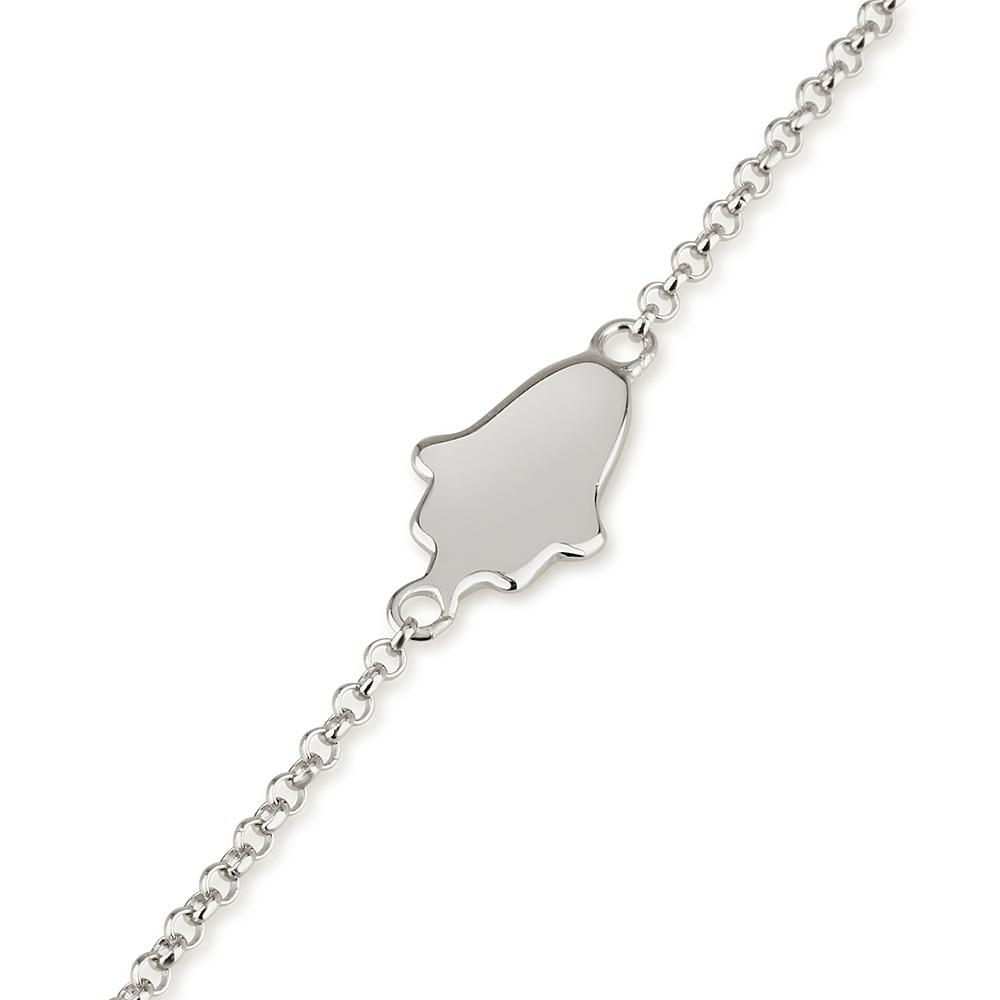 925 Sterling Silver Hamsa Bracelet – Rhodium Plated - 1