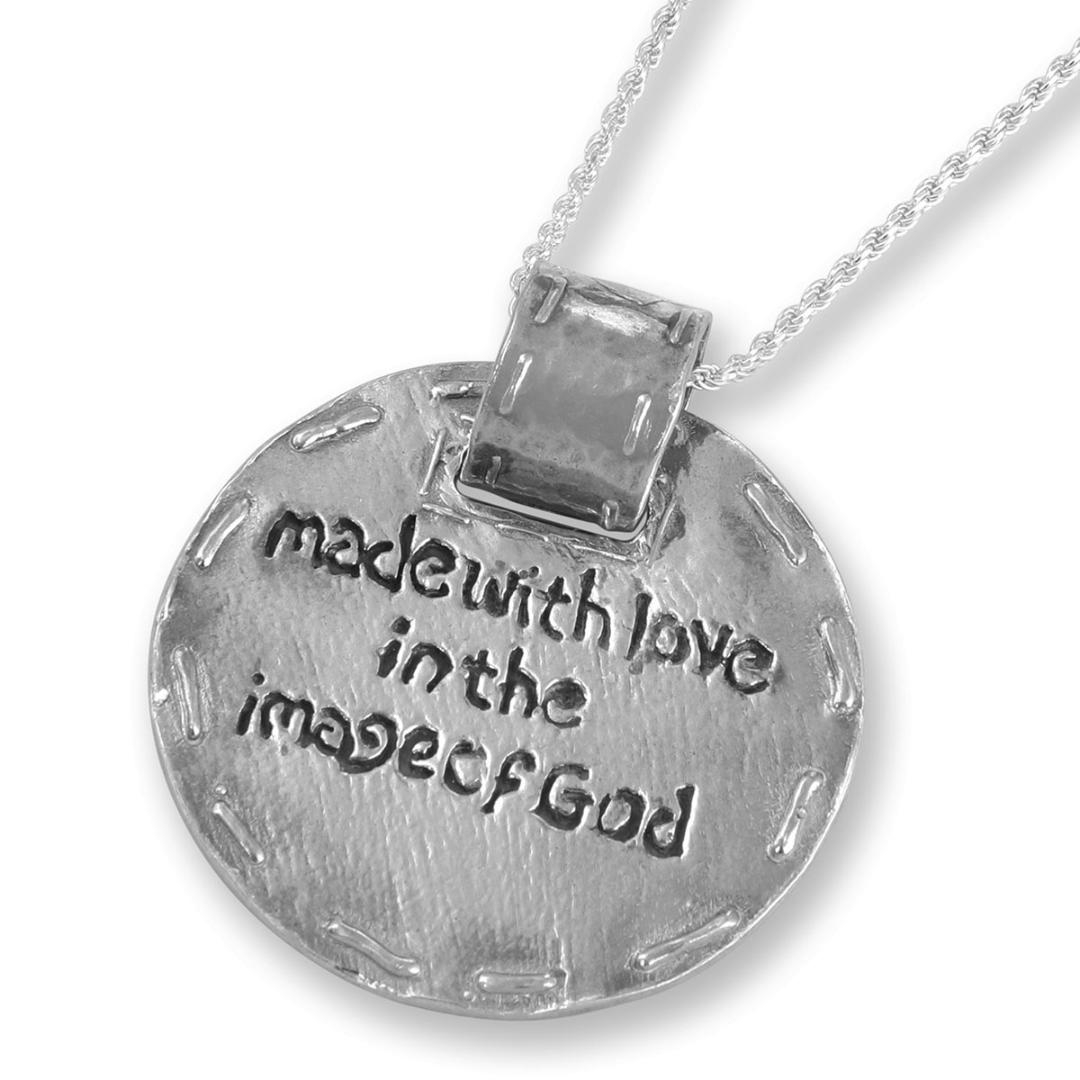 925 Sterling Silver "Made with Love in the Image of God" Disc Pendant - 1