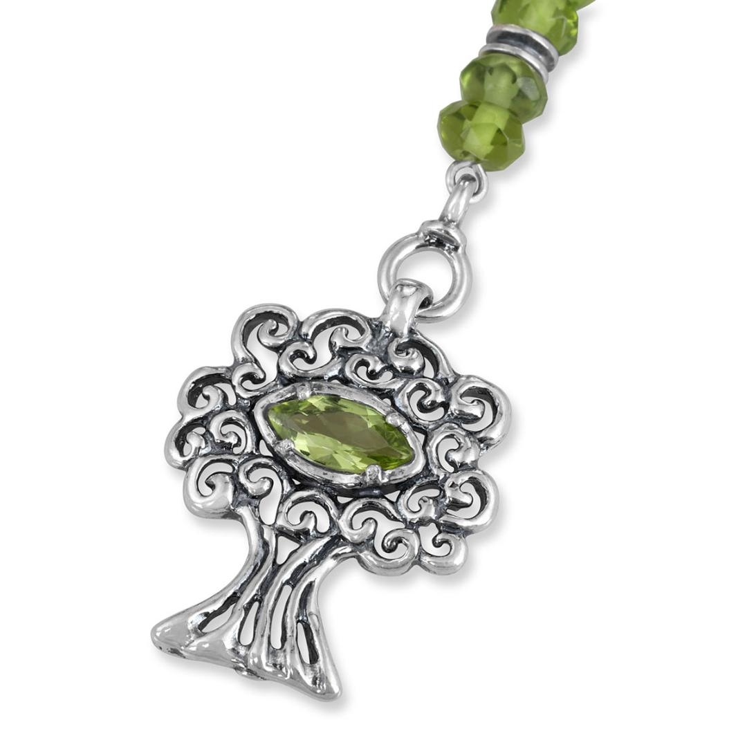 925 Sterling Silver Tree of Life with Peridot Beads - 1