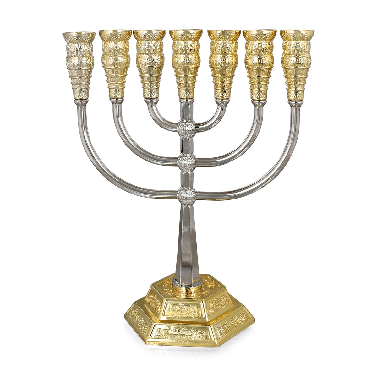 Chic Seven-Branched  Jerusalem Temple Menorah (Choice of Colors) - 1