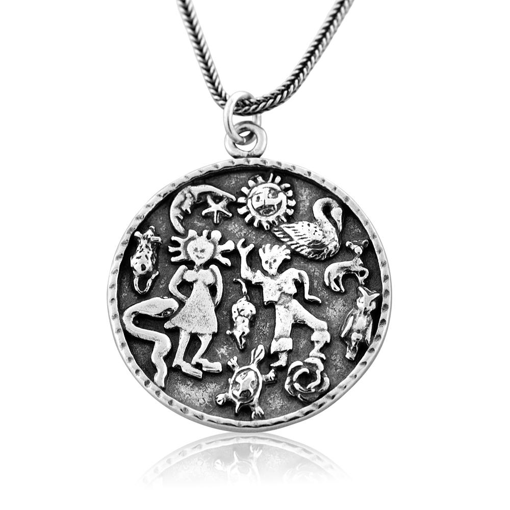 Adam and Eve Sterling Silver Pendant - The Book of Genesis - 2
