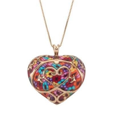 Adina Plastelina Gold Plated Heart Necklace - Millefiori - 1