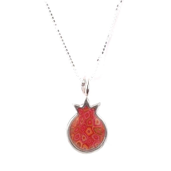Adina Plastelina Small Silver Pomegranate Necklace - Variety of Colors - 1