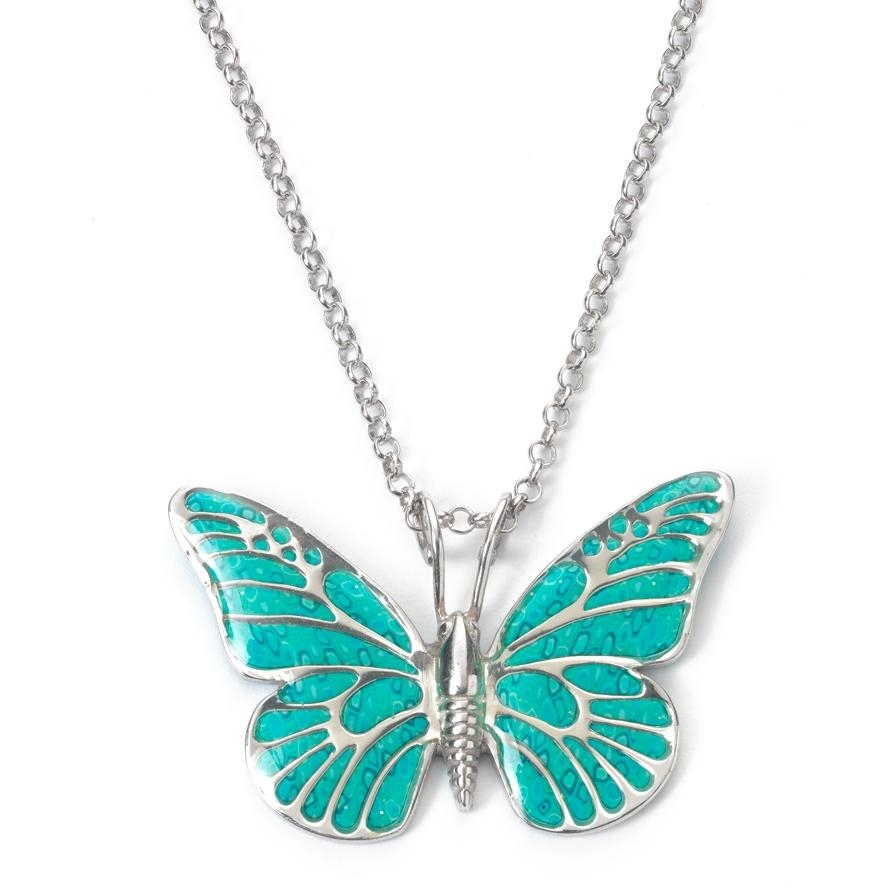  Adina Plastelina Silver Butterfly Necklace - Turquoise - 1