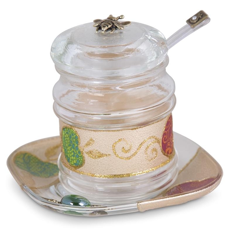 Apple: Painted Glass 4-Piece Honey Pot Set. Lily Art - 1