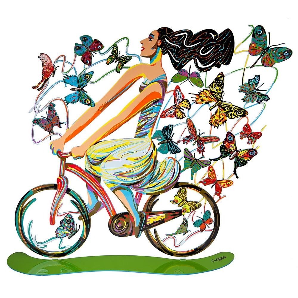  David Gerstein Signed Sculpture - Country Cycling with Butterflies - 1