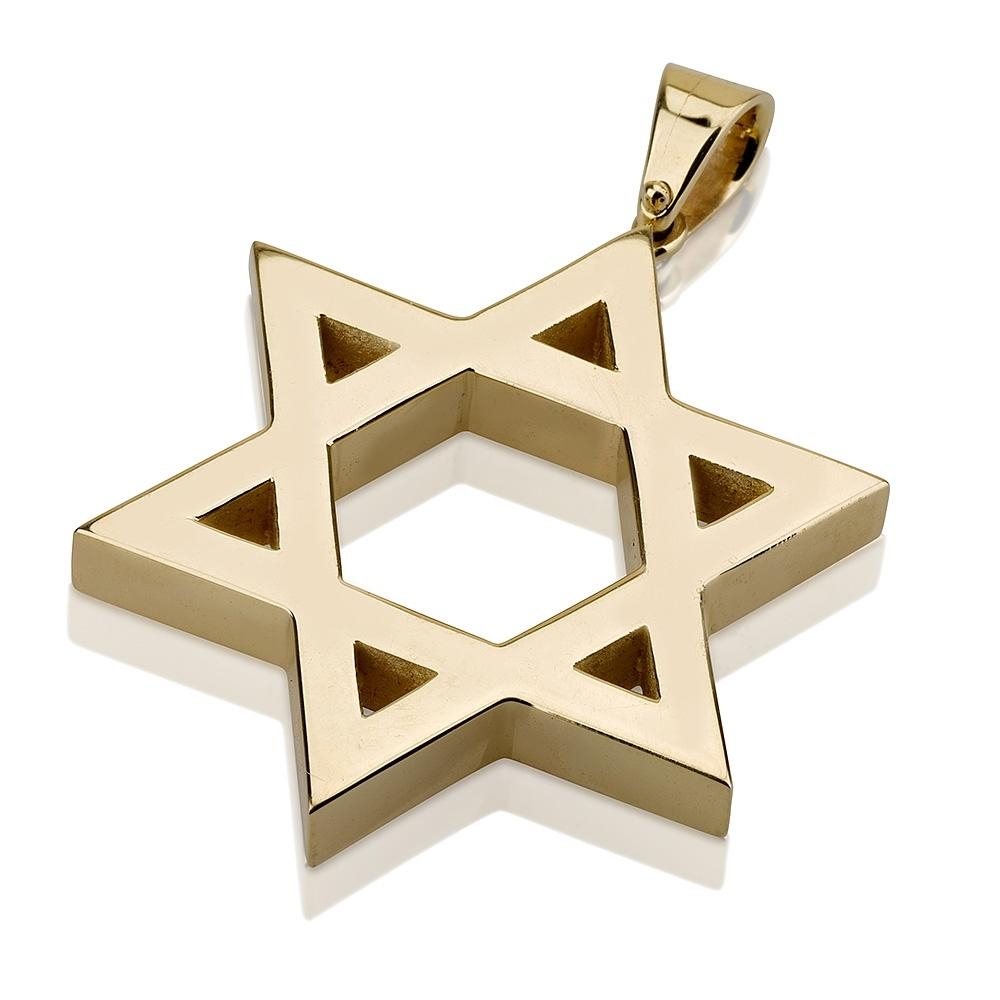 Deluxe 14K Gold Classic Star of David Pendant Necklace - 1