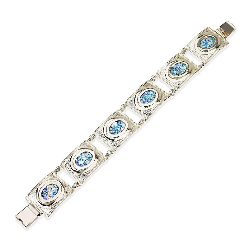 Deluxe Roman Glass and Silver Shield Bracelet - 1
