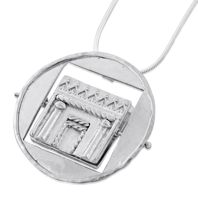 Deluxe Sterling Silver Jerusalem Temple Spinning Pendant  - 2