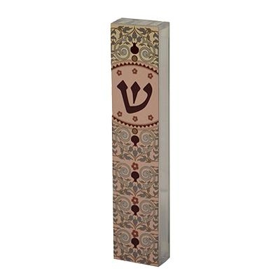Dorit Judaica Acrylic Mezuzah Case with Aluminum Front - Oriental - 1
