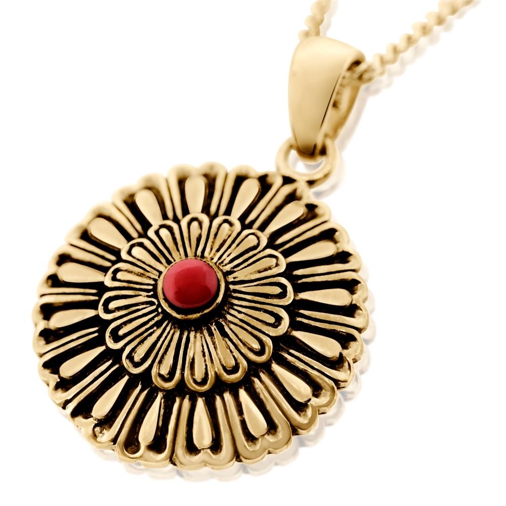 Exotic Gold Plated Round Roseta Necklace with Gemstone - 1