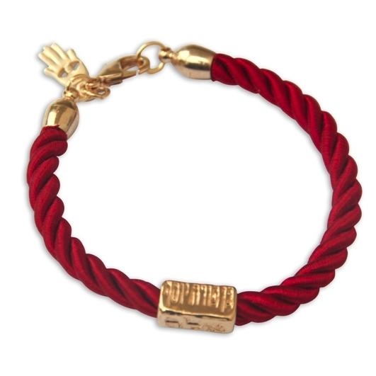  Gold Plated and Red Rope Bracelet - Love and Protection (Pipe) - 1