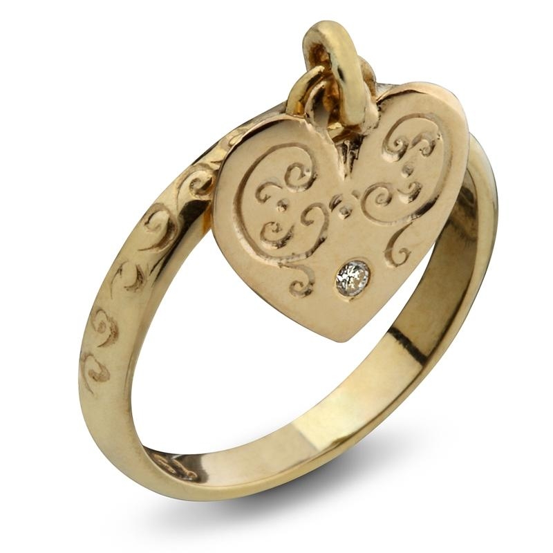 Gold and Diamond Heart Ring - 1