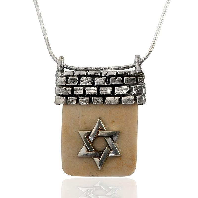 Jerusalem Stone and Silver Necklace - Star of David - 2