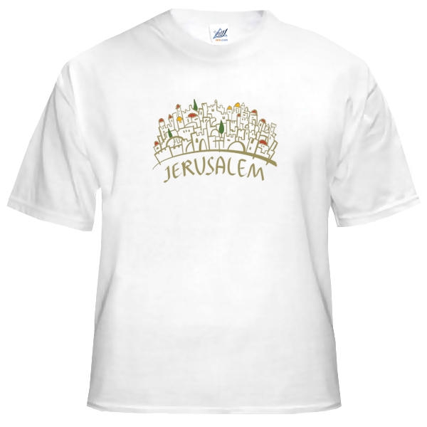  Jerusalem T-Shirt - Line Drawing with Color. White - 1
