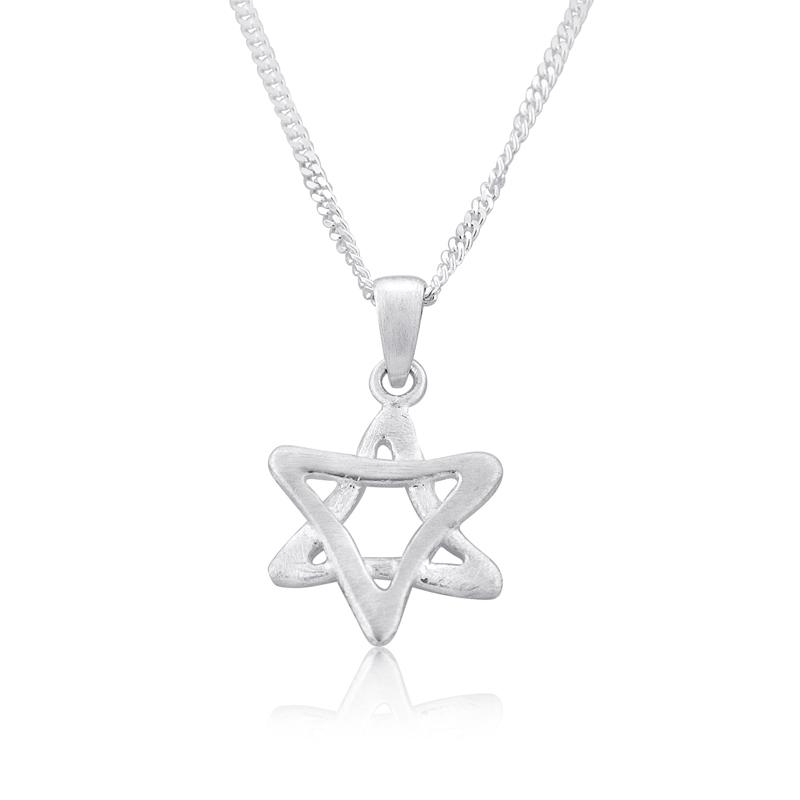Flowing Silver Star of David Necklace - 2