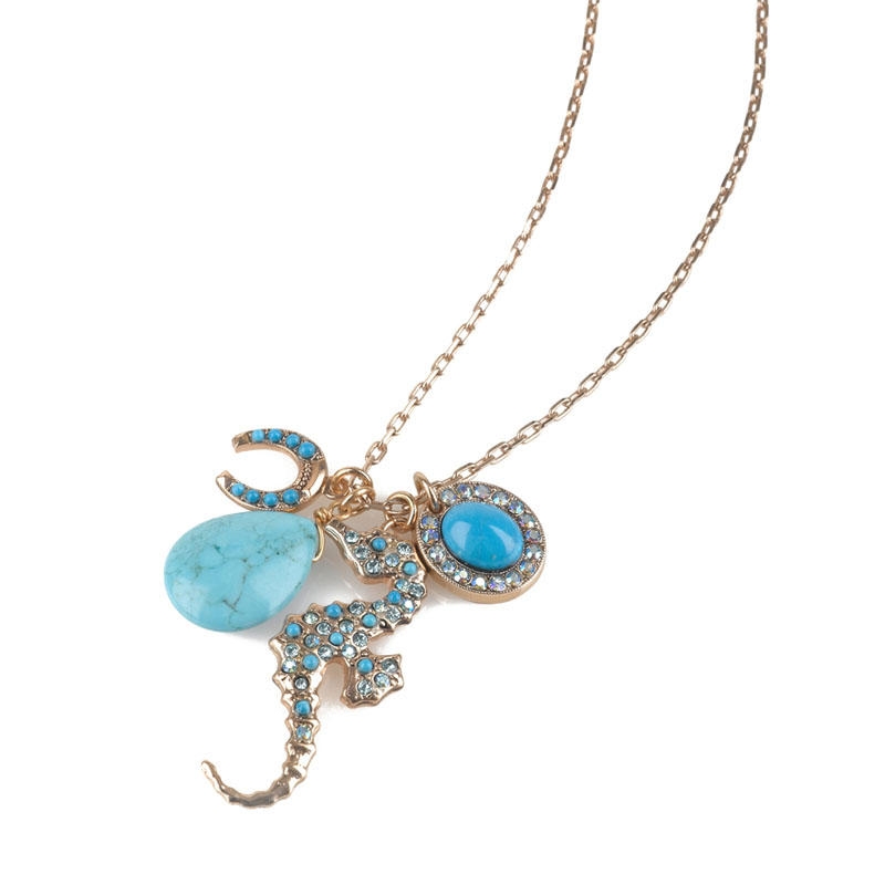 Ocean: 24K Gold Plated Charm Necklace with Gems by AMARO - 1