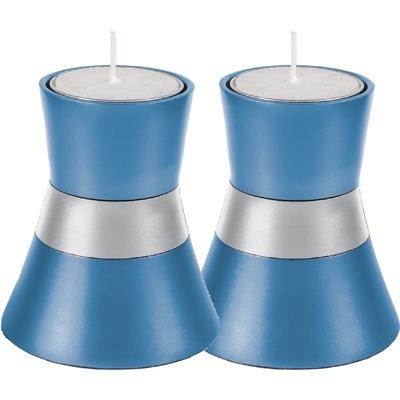 Organic Column: Yair Emanuel Anodized Aluminum Candlesticks - Blue (Tealight) - 1