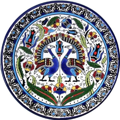 Armenian Ceramic Peacocks Plate  - 1