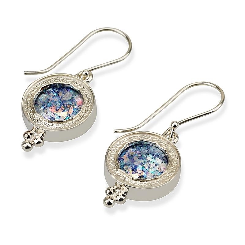 Roman Glass and Silver Disc Earrings - Small - 1