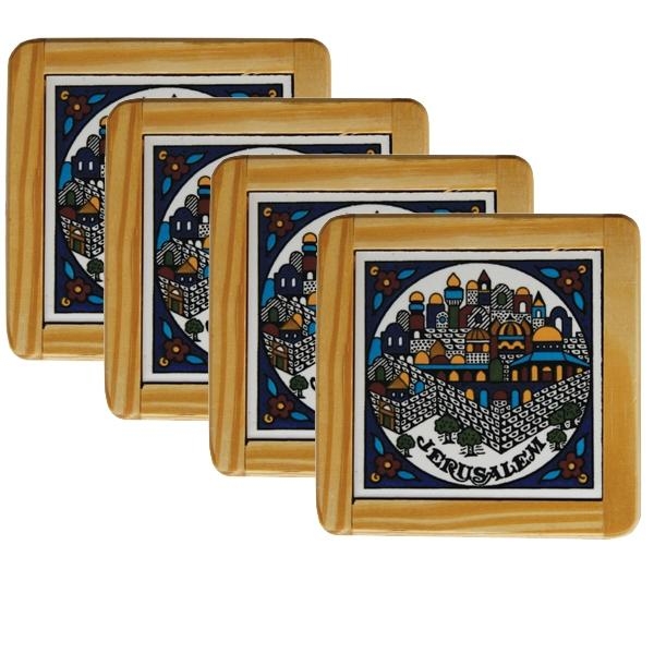  Set of 4 Jerusalem Coasters. Armenian Ceramic - 1