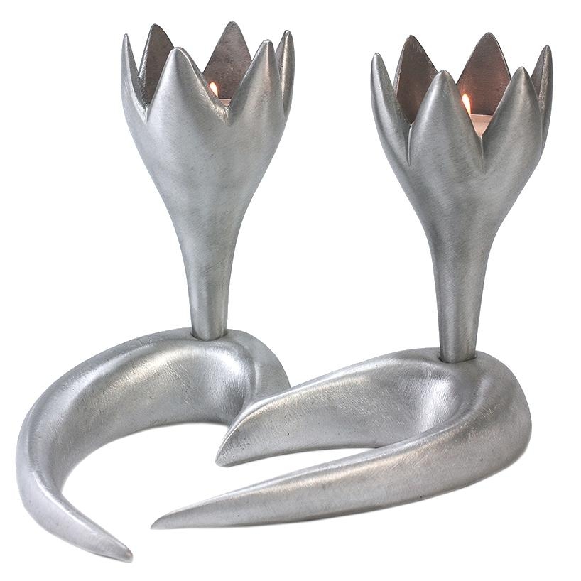 Shraga Landesman Aluminum Candle Holders - Tulips - 1