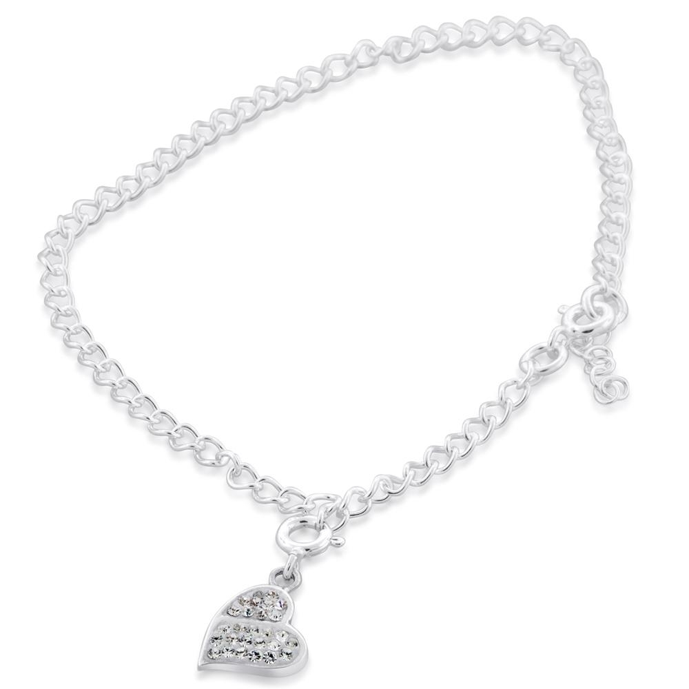 Silver Heart Bracelet with Zirconia Accents - 1