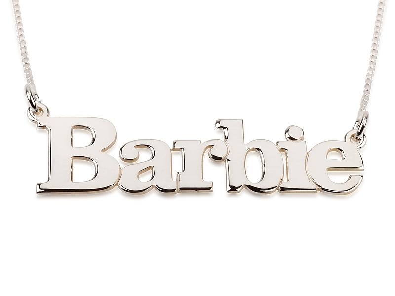 Silver Name Necklace in English - (Barbie Script) - 1