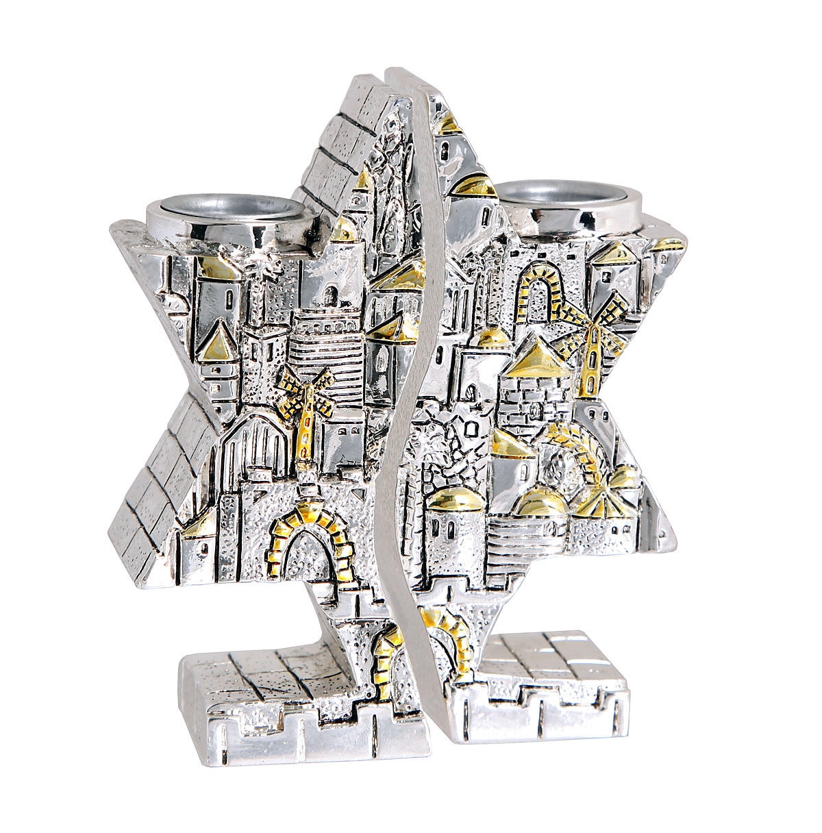  Silver Star of David Fitted Candlesticks - 1