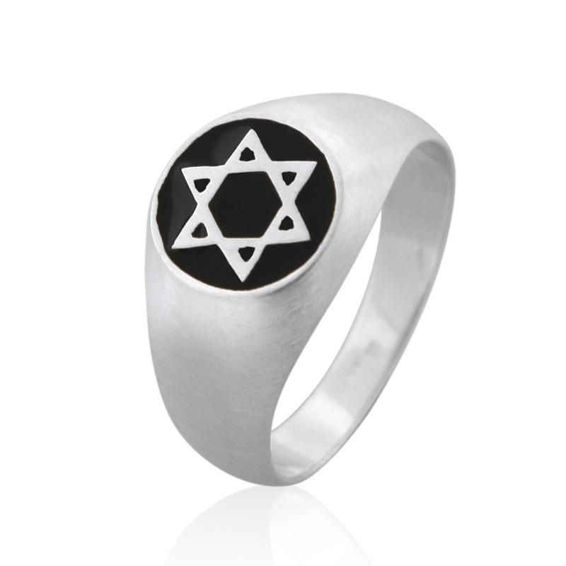 Silver & Stone: Sterling Silver Star of David Round Ring - 1
