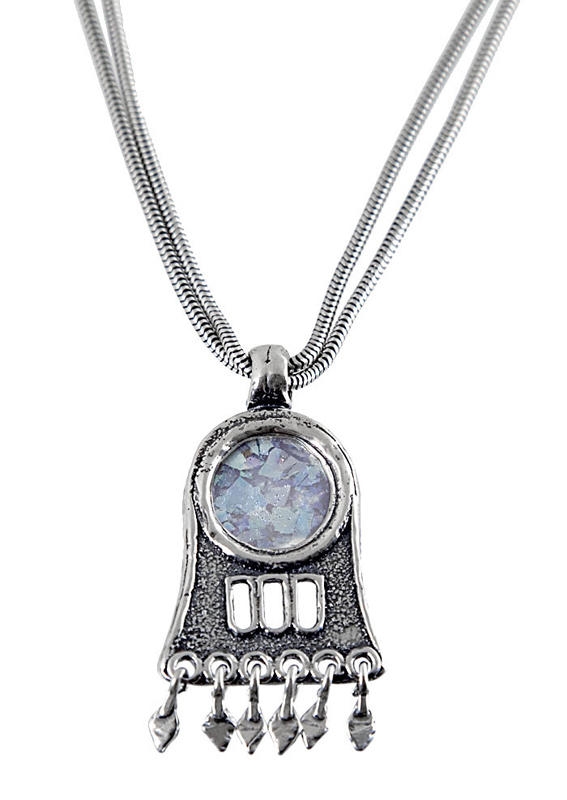  Silver and Roman Glass Oil Lamp Necklace - 1