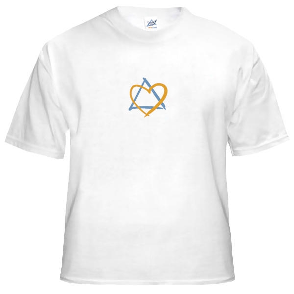  Star of David T-Shirt with Heart. White - 1