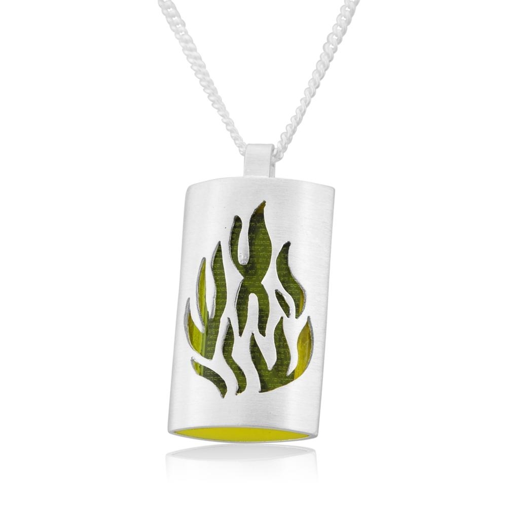 Sterling Silver & Yellow Flame Acrylic Microfilm Necklace - 3