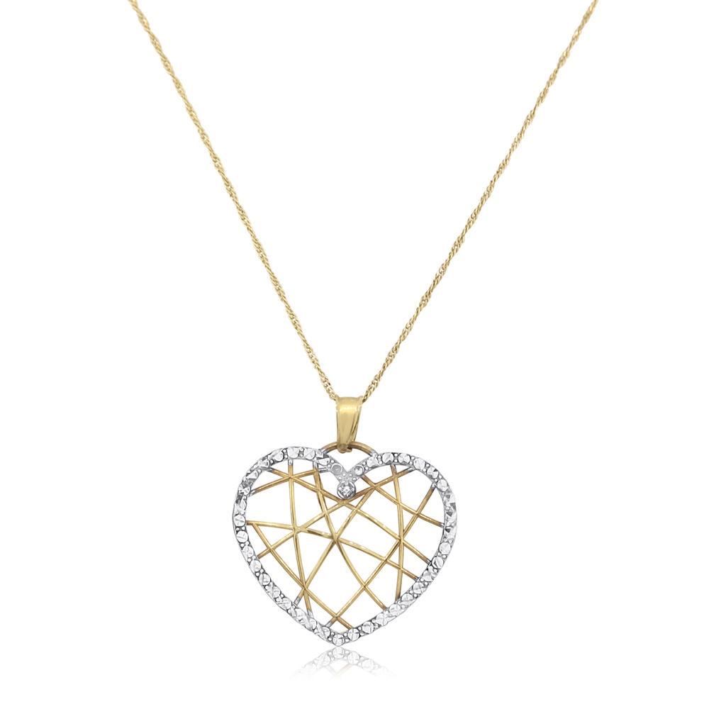 Web: 14K 2-Tone Gold Heart Pendant with Diamond - 1