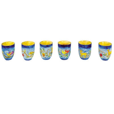 Yair Emanuel 6 Small Wooden Kiddush Cups - Oriental - 1