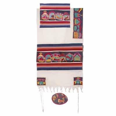 Yair Emanuel Hand Embroidered Cotton Tallit - The Twelve Tribes - 1