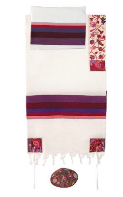  Yair Emanuel Embroidered Cotton Tallit   The Matriarchs in Color - B - 1