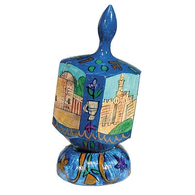  Yair Emanuel Large Wooden Dreidel with Stand - Jerusalem Color - 1