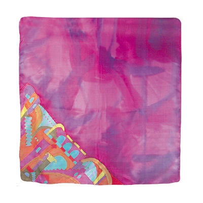  Yair Emanuel Painted Square Silk Scarf - Jerusalem - Pink - 1