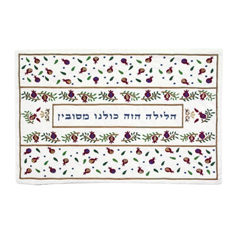  Yair Emanuel Passover Seder Pillow Cover - Pomegranates (Light) - 1